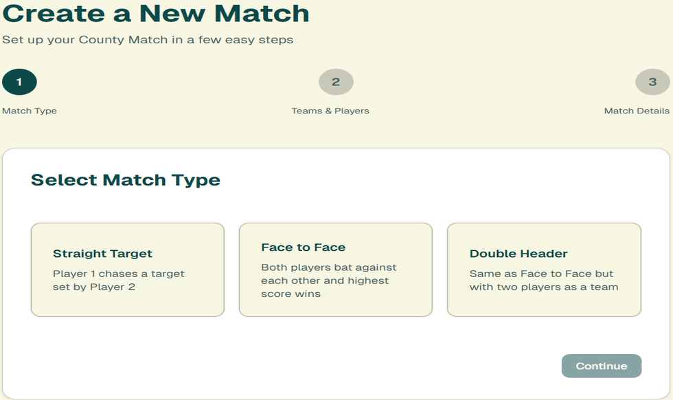 Match Creation Interface